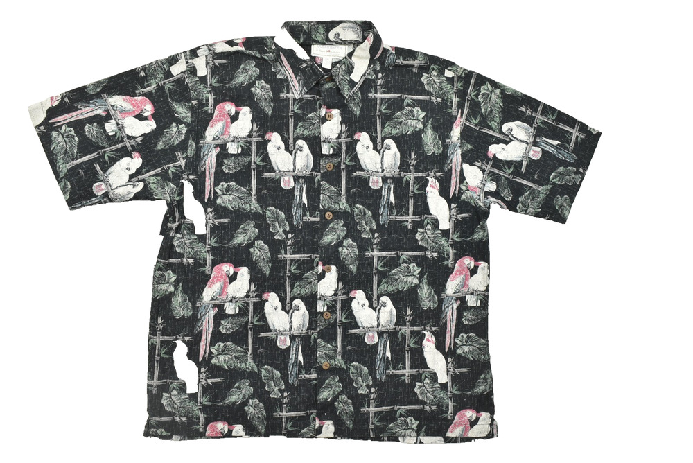 Clearwater Outfitters Resort Collection Shirt Men XXL Black Pink Parrot Bamboo 2